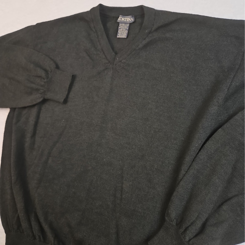 Cortina Men's 100% Merino Wool V‑Neck‎ Sweater Size XXL Made In Italy Soft Warm